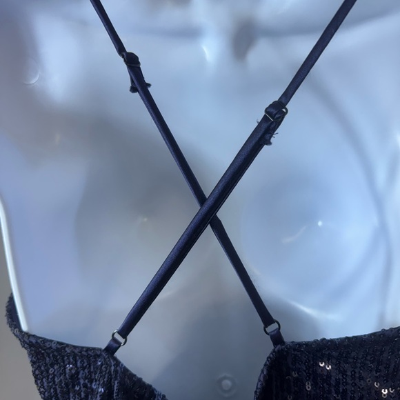 Jump Apparel Navy Blue Sequin Sleeveless Slip Dress‎ Mini size M - Picture 6 of 10